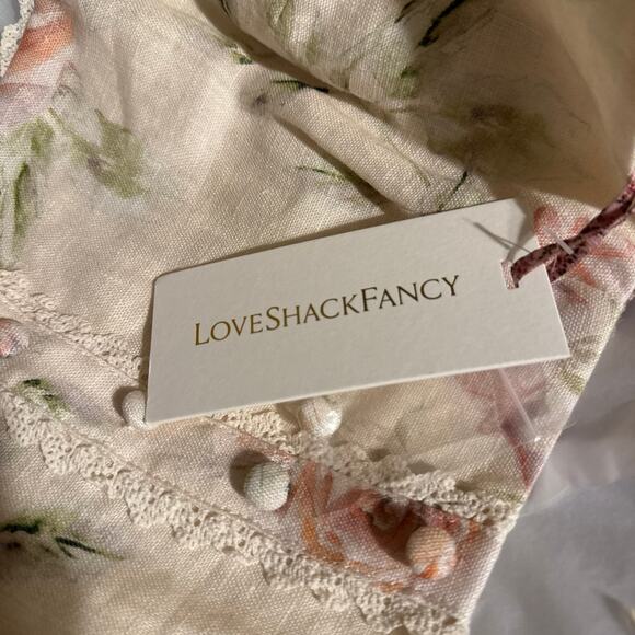 LoveShackFancy Emmalou Linen Floral Crop Top - Picture 7 of 10